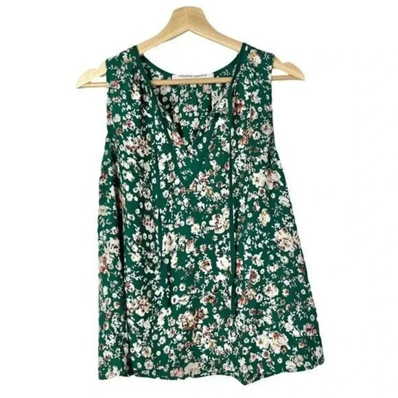 Collective Concepts Green Erica Floral V-Neck Tank Top M - Picture 1 of 5